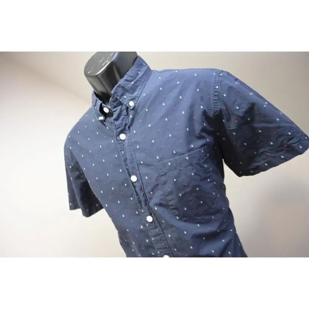 J Crew Mercantile Casual Dress‎ Shirt Anchors Button Up Mens Size Medium